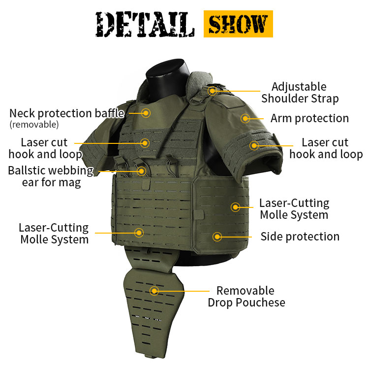 Artex Outdoor Full Coverage Black 1000d Nylon Molle System Camo Armor Vest Plate Carrier Combat 8903